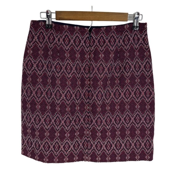 LOFT Faux Wrap Jacquard Textured Geo Diamond Pattern Mini Skirt Size 6 - Picture 4 of 9
